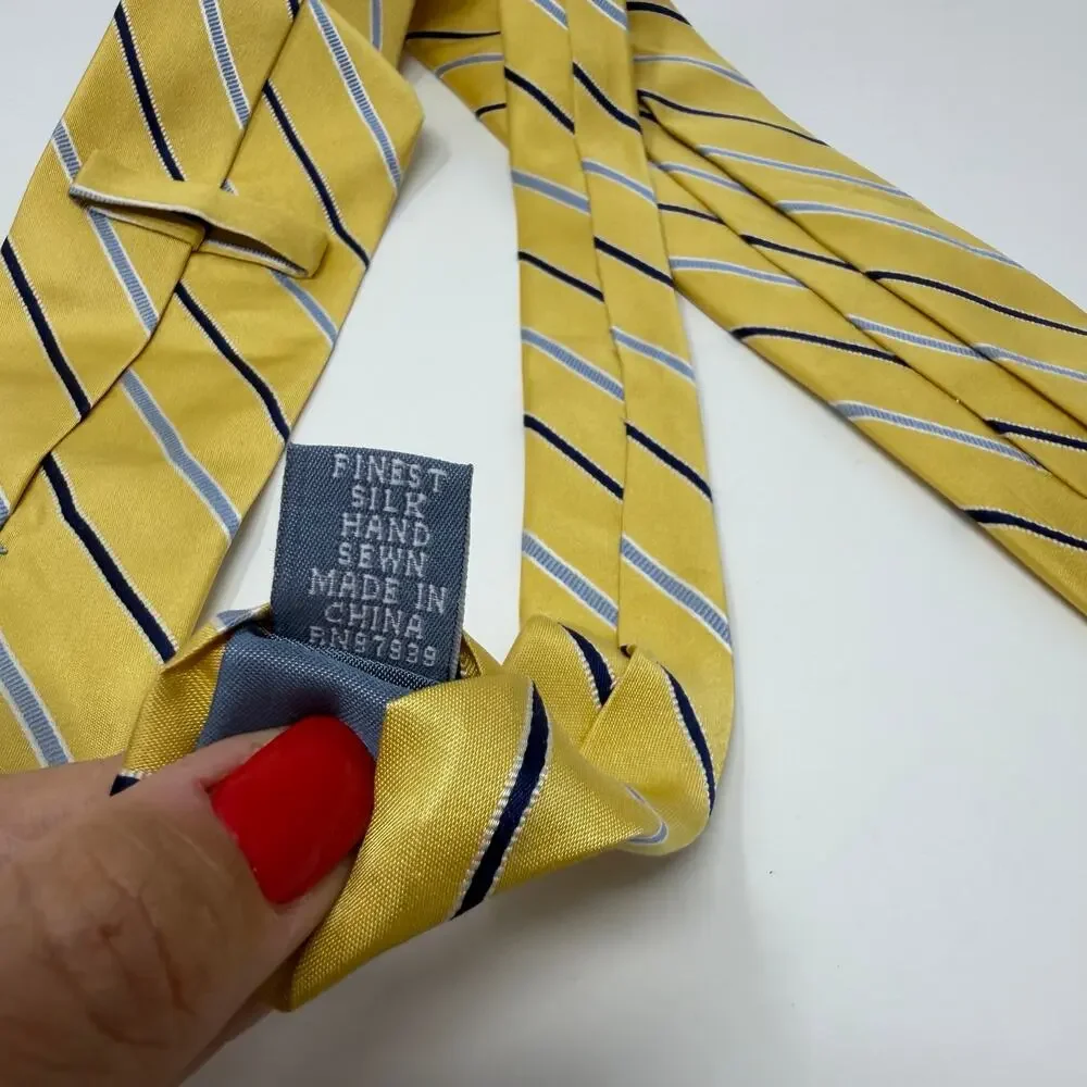 Vintage Forsyth Yellow Striped Silk Tie Hand Sewn